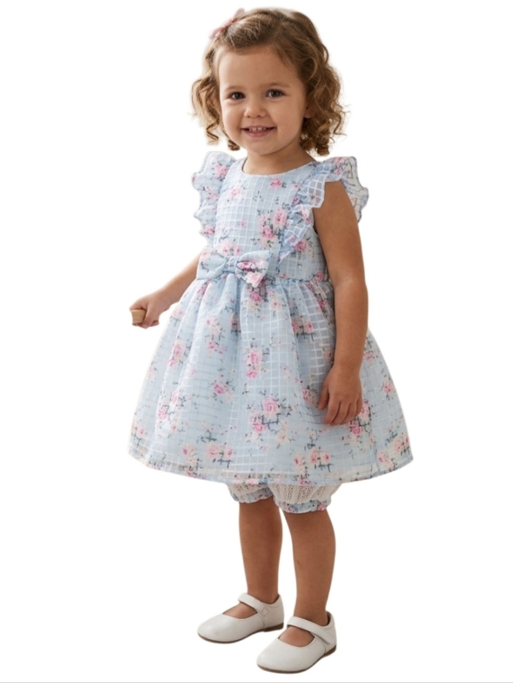 MIA & MIMI Blue Baby Girl Floral Organza Sleeveless Dress with Bloomers NWT